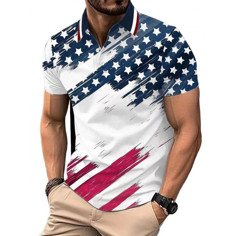 New Fashion Mens Red Patriotic USA EST 1776 T Shirt American Star Letter Print Short Sleeve Crew Tee