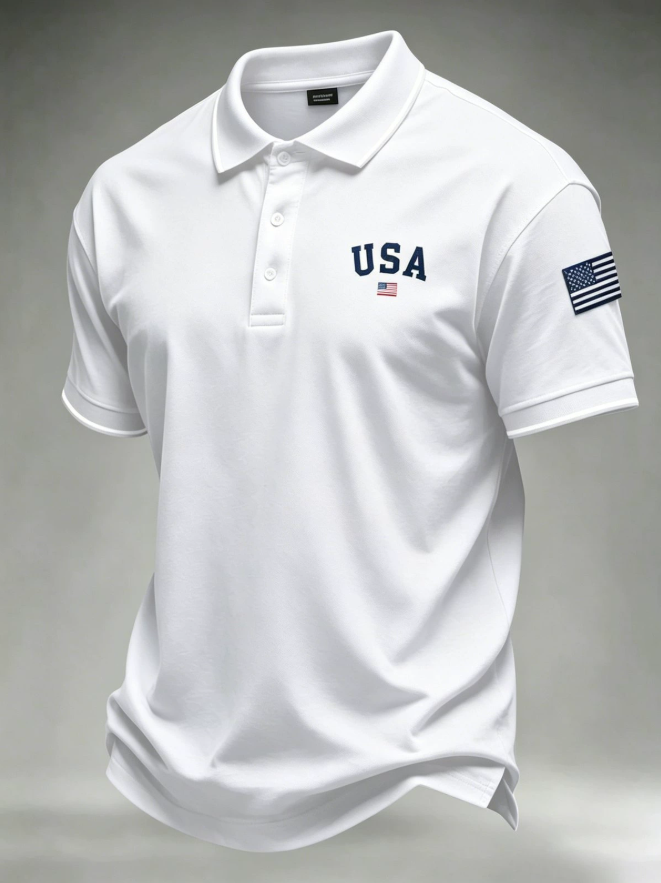 New Fashion Mens USA 250 Anniversary Liberty Polo Shirt Patriotic Star Stripes Short Sleeve Golf Casual Top